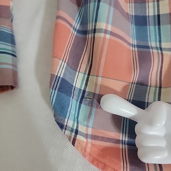 American Eagle Men’s Button Down Shirt Medium Plaid Long Sleeve Logo Casual - Picture 7 of 8